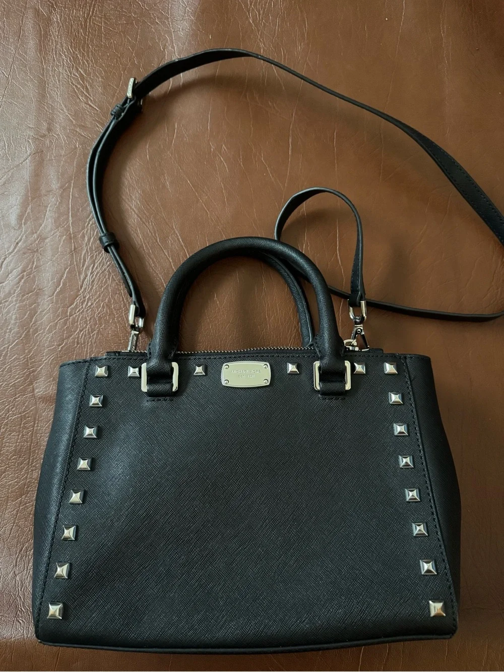 Michael Kors Selma Silver Studded Purse Convertible Crossbody